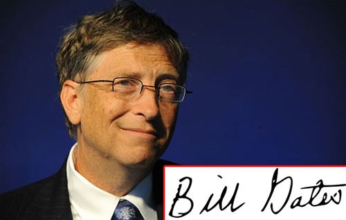 Ảnh: Chữ ký của Bill Gates - Ông thuộc mệnh Kim