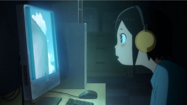 nhân vật anime xem tv máy tính